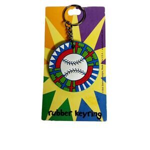 Christian Keychain Baseball Keyring Religious Softball Charm Bookbag Tag Vintage
